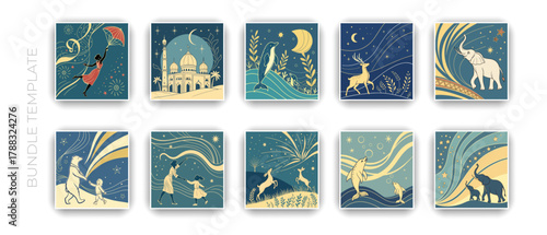 Dreamy Night and Nature Illustration Set