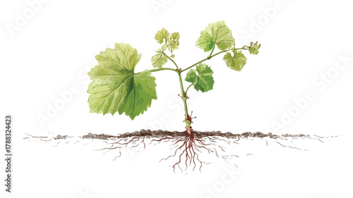 Healthy Grape Plant Seedling with Delicate Roots for Isolation