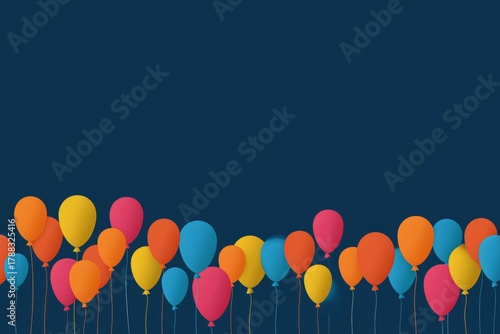 Colorful Balloons Floating Against a Solid Blue Background for Festive Celebr...