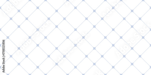 Minimalist vector seamless pattern with thin lines, nodes. Blue and white abstract lattice, grid, mesh, net. Subtle minimal background texture. Simple repeated design for wallpaper, decor, textile