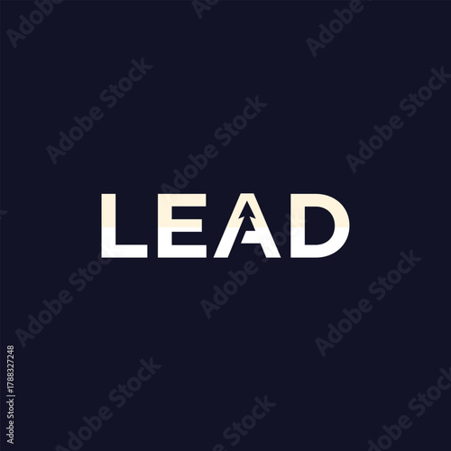 Letter LEAD vector wordmark logo typography.A sophisticated wordmark logo embodying elite leadership, representing prestige and exclusivity.