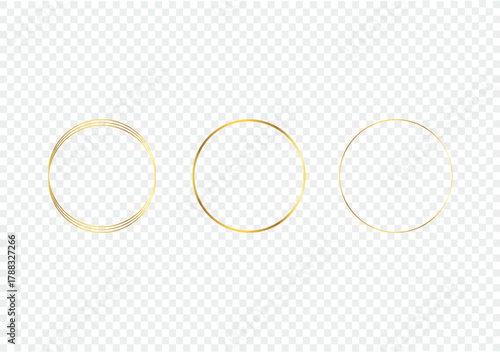 Golden Round Circle Frame, Elegant Circular Border Vector Illustration