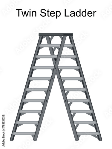 Twin step ladder for working at height and ladder safety for Twin step ladders at home, using Twin step ladder at house with climbable rungs on both sides. Double sided ladders with alloy ladder