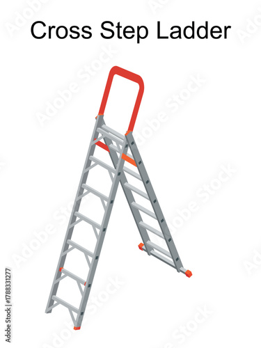 Cross Step Ladder for working at height and ladder safety for Cross Step Ladders with backup stand support ladder at work, using Cross Step Ladder at home. Long ladder for working at height