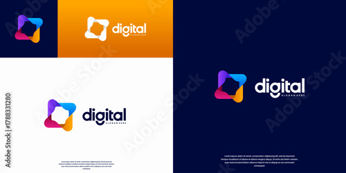 modern technology logo, digital system services, electrical basis, artificial intelligence, vector illustration design.