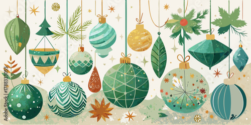 Colorful Easter eggs decoration pattern on a green background for holiday celebration