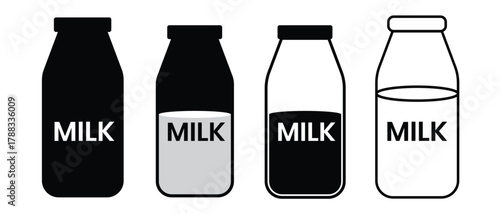 Milk bottle icon vector. Line icon of milk bottle silhouette. Dairy product icon. Vector illustration.