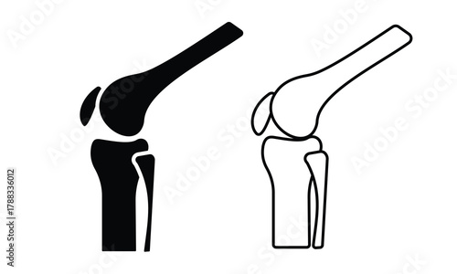 Bone, knee joint icon. Silhouette of joint icon vector, Knee joint symbol. Vector illustration.