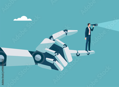  Artificial intelligence helps human and shows possibilities. Vector illustration