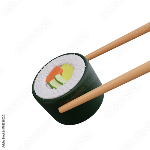 sushi with chopsticks