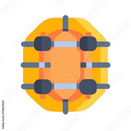 Inflatable raft flat icon vector illustration on black background