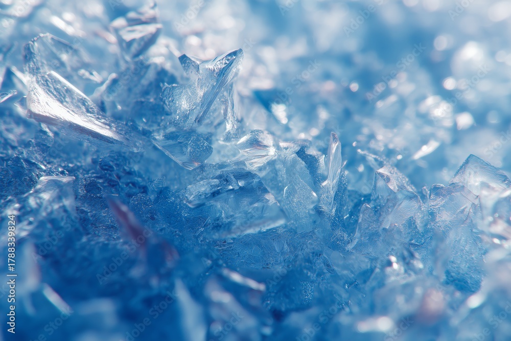 Obraz premium Close-up View of Shimmering Blue Crystals Reflecting Light in a Natural Setting