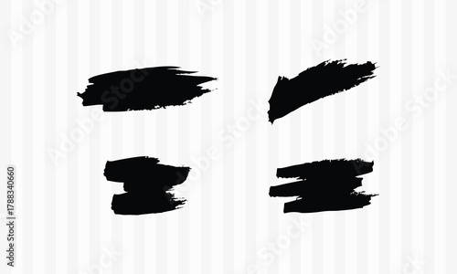 Grunge Brush Stroke Silhouettes Abstract Ink Vector Shapes on White Background