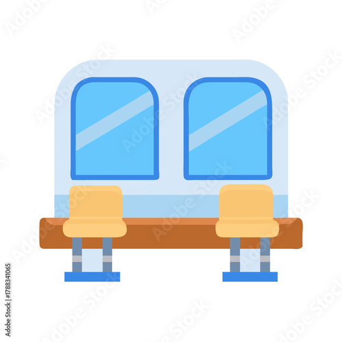 Stylized vector image of train seating area with chairs