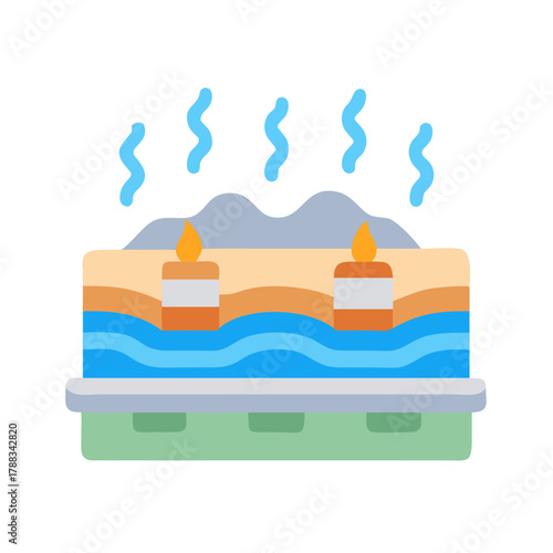 Aroma therapy illustration with candles and essential oil diffuser