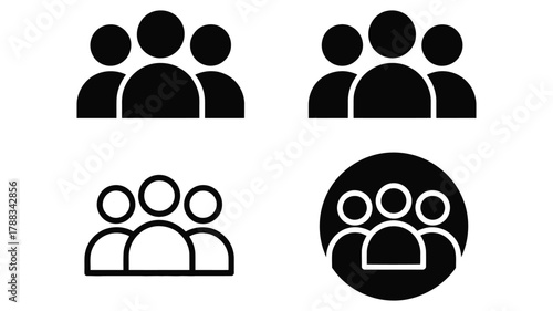 A group of people icon, representing community, team, crowd, or social gathering in a simple and minimalist Vector design