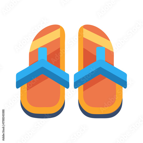 Vibrant flat style flip flops icon on black background