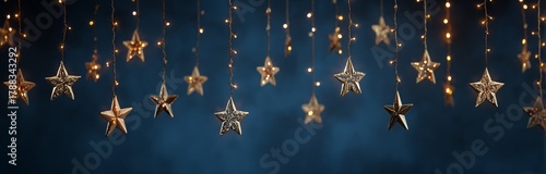 Twinkling Star Decorations Hanging Against a Dark Backdrop Create a Magical A...