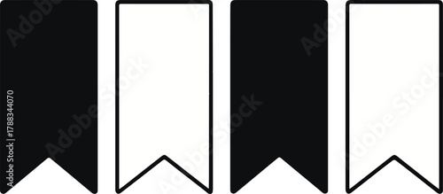 Clean Monochrome Bookmark and Flag Icons Minimalist Vector Illustration