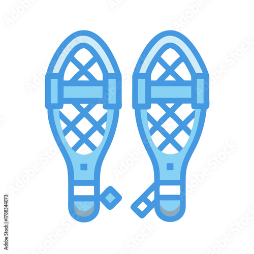 Illustration of blue snowshoes for winter adventures in snow