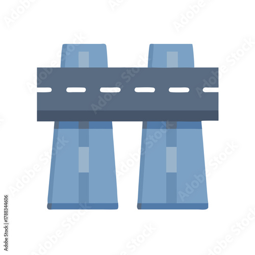 Minimalist graphic of an elevated highway against a black background