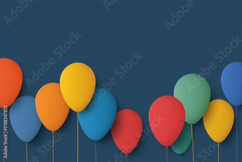 Colorful Balloons Floating Against a Vibrant Blue Background Create a Festive...