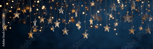Twinkling Star Decorations Hanging Against a Dark Backdrop Create a Magical A...