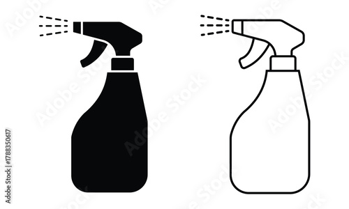 Spray bottle vector icon. Silhouette of spray bottle symbol. Outline icon of spray bottle. Vector illustration.