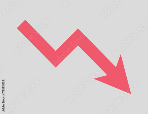Stock market trend down vector arrow indicating financial decline crisis loss or recession chart symbol simple style minimal 120
