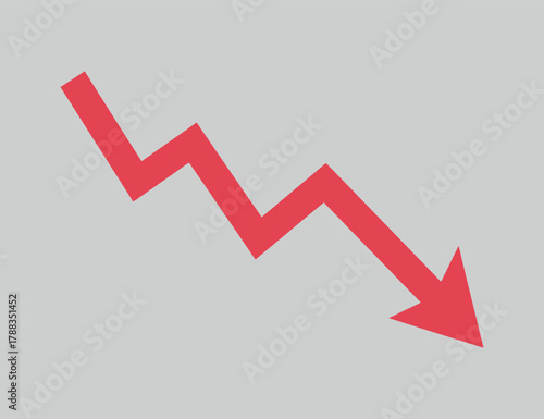 Stock market trend down vector arrow indicating financial decline crisis loss or recession chart symbol simple style minimal 120