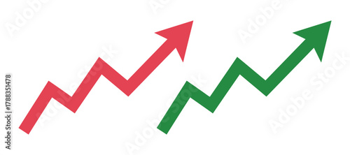 Financial growth chart arrow up with green and red color trend movement symbol 120 character seo