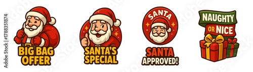 Santa christmas sale badges, festive gift offers