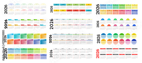Calendar for 2026 isolated on a white background