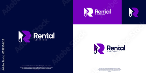 rental agency logo, with an abstract letter concept, digital services, vector graphic design.