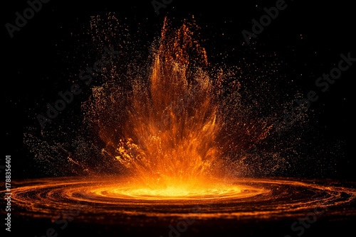 Bright Orange Explosion Creates Vibrant Sparks in a Dark Background