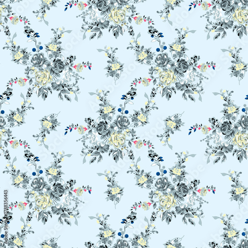Classic Popular Flower Seamless pattern background - For easy making seamless pattern use it for filling any contours