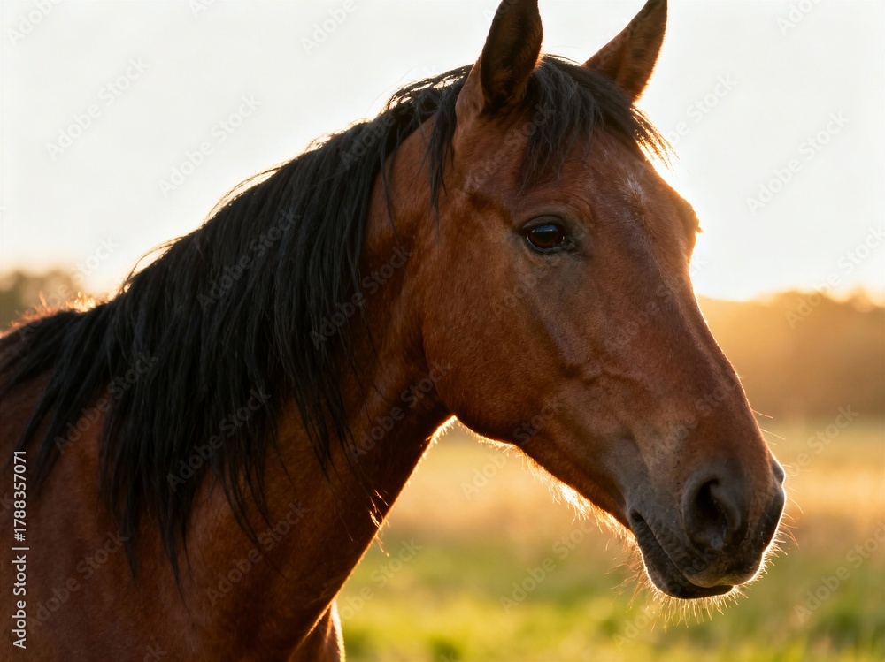 Obraz premium A horse with a long mane and a brown face