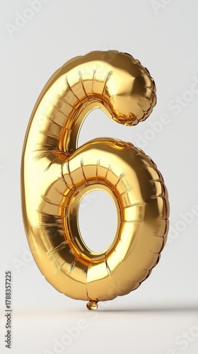 Gold Number Six Balloon Decoration for a Birthday Celebration or Anniversary ...