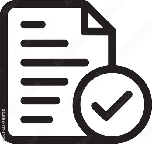 document completed file icon with checkmark verification and submission seal