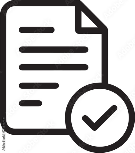 document approval icon paper with folded corner and circular checkmark badge