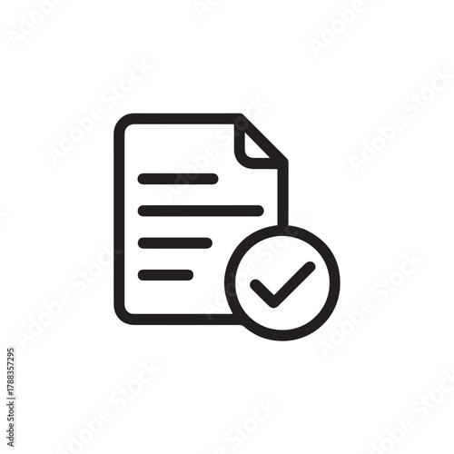 document verified paper icon with checkmark approval symbol for submission