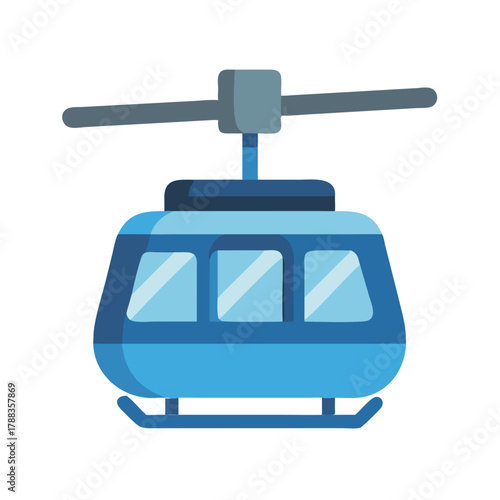 Blue gondola isolated on black background, flat vector design