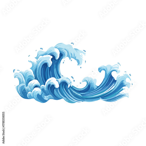 Dynamic Blue Wave Illustration for Coastal Designs