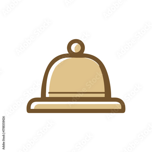 Elegant Cloche Icon Beige, Brown, and White Design