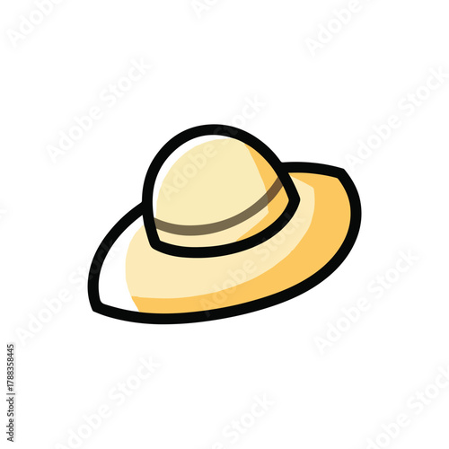 Elegant Sun Hat Illustration on White Background