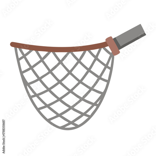 Simple cartoon illustration of a fishing net on black