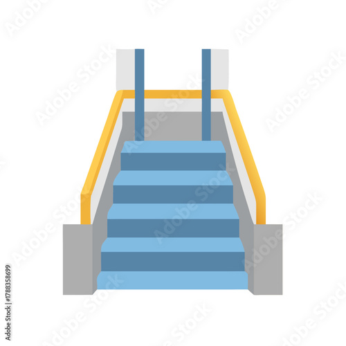 Isolated blue staircase with railing on a black background