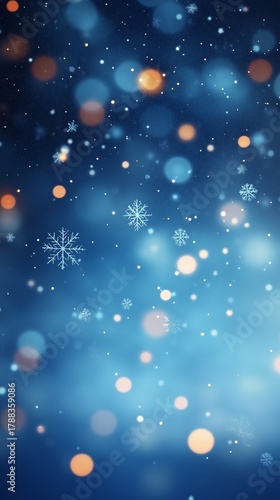 Snowflakes and Sparkling Lights Create a Winter Wonderland Scene With a Blue ...