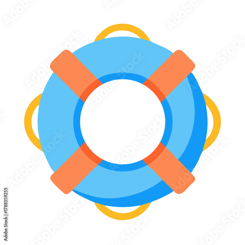 Isolated blue life buoy with orange straps illustration