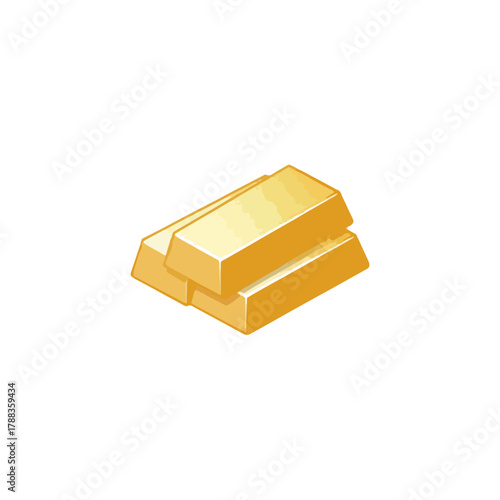 Golden Bars Stacked Isolated on White Background